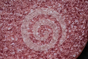 Sausage slice in close up view