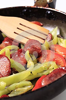 Sausage and vegetable stir fry