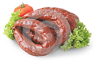 Sausage on the white background