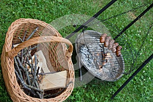 Sausages being barbequed