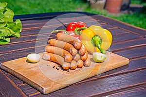 Sausages on the desk.