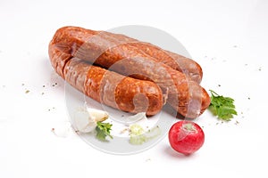 Sausages with fresh vegetables