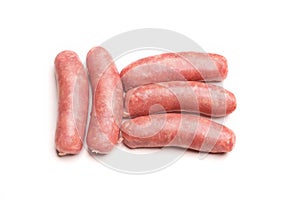 Sausages for frying isolated on white background