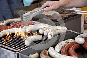 Sausages on grill