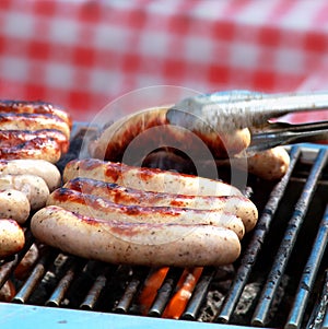 Sausages on grill