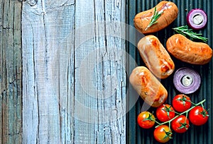 Sausages on a grill