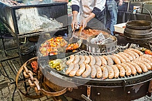 Sausages on the grill, traditional Argentinean food photo