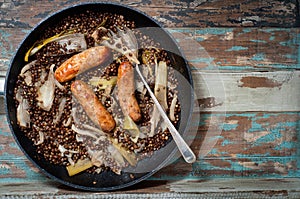 Sausages with lentils