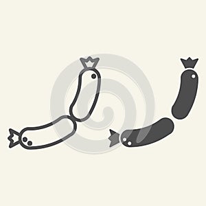 Sausages line and glyph icon. Frankfurter vector illustration isolated on white. Food outline style design, designed for