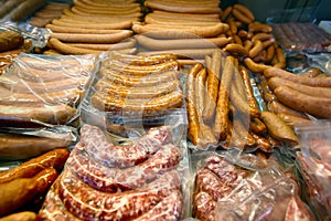 Sausages in market