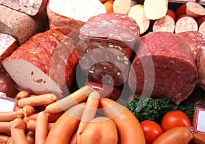 Sausages and meat photo