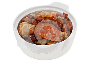 Sausages and meat with red beans