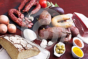 Sausages mix in a Portuguese traditional ambient