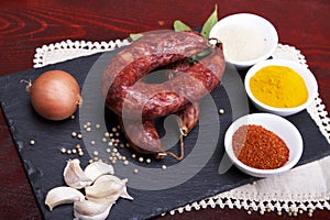 Sausages mix in a Portuguese traditional ambient