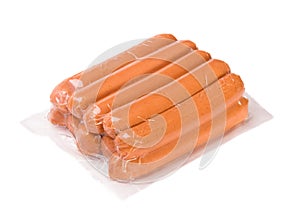 Sausages in a plastic package