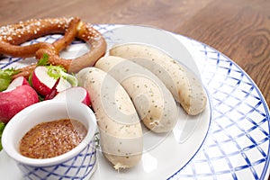 Sausages with pretzel