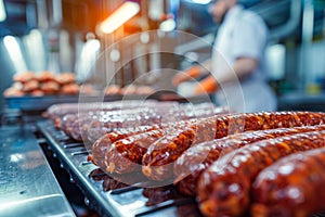 Sausages Production Line, Food Industry, Working on Automated Production Lines on Sausages Factory