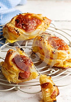 Sausages in puff pastry for a breackfast