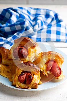 Sausages in puff pastry for a breackfast