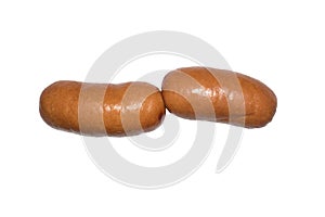 Sausages smoked meat isolated on a white background.