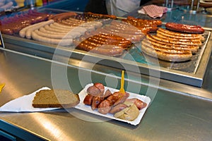 Sausages at a snack stall