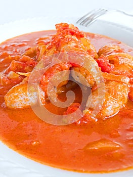 Sausages in tomato sauce.