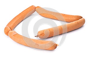 Sausages on white