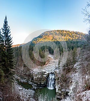 Saut du doubs in winter, Natural site of Franche-ComtÃ©, France