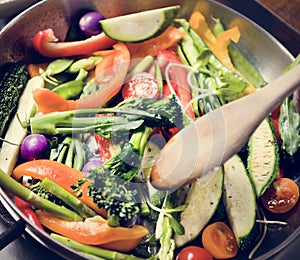 Sauted mixed vegetables food photography recipe idea photo