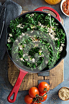 Sauteed kale with ground turkey