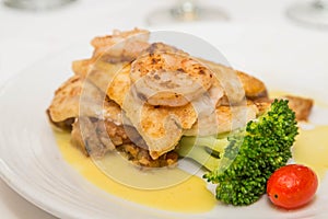 Sauteed Shrimp on Broiled Fish