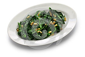 Sauteed spinach with raisins and pine nuts, catalan spinach