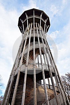 Sauvabelin Spiral Wooden Tower Against blue sky , Lausanne, Switzerland