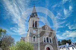 Sauzon in Belle-Ile, the typical church