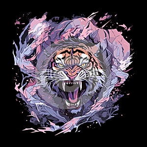Savage Serenity: The Hunting Tiger in Vector Art