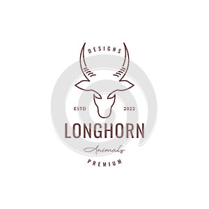 savanna animal deer long horn herbivore hipster lines art logo design vector icon illustration