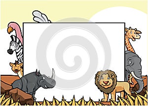 Savannah Animal With Black Banner Color Illustration