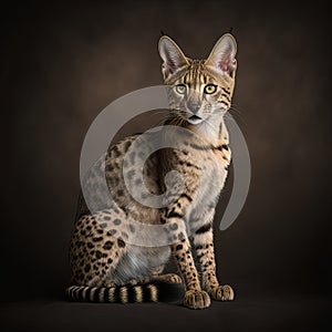 Savannah cat breed portrait in studio, ultra realistic, Generative Ai photo
