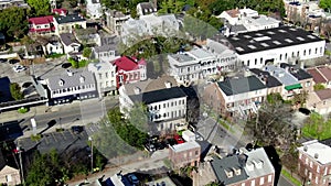 Savannah City Hall at Night, Aerial View, Historic District - South, Georgia