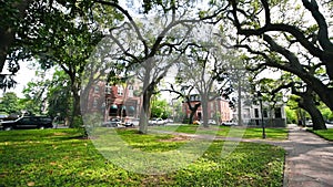 Savannah Forsyth Park in spring season, slow motion