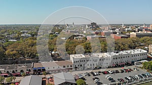 SAVANNAH, GA - APRIL 3, 2018: Aerial city view. Savannah is a fa