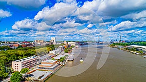 Savannah, Georgia, USA Downtown Skyline Aerial