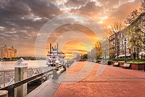 Savannah, Georgia, USA riverfront promenade