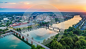 Savannah River and Augusta, Georgia, USA Aerial