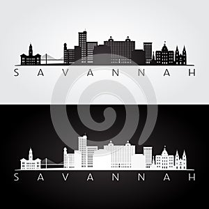 Savannah USA skyline and landmarks silhouette