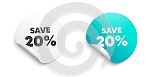 Save 20 percent off. Sale Discount offer price sign. Vector