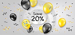 Save 20 percent off. Sale Discount offer price sign. Vector