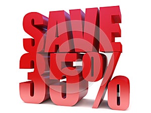 Save 35%  3d text symbol. 3d rendering