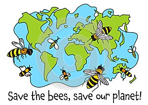 Save the bees and our planet. World bee day.