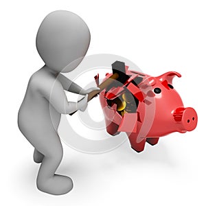 Save Character Indicates Spending Word And Banking 3d Rendering